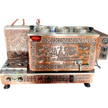 Osmanlı Çay Kazanları Osmanlı Kız kulesi 3 Demlikli Bakır Çay Kazanı Ce Belgeli 35 Lt Kapasiteli (Lpg&elk)