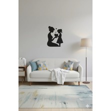 Ayaz Steel Art Metal Duvar Tablosu – Anne Çocuk Silüet Dekoru