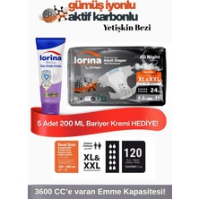 Lorina Aktif Karbon & Gümüş Iyon Destekli Bel Bantlı Hasta Bezi Xl - Xxl 24’lü 5 Paket Bariyer Kremi Hediyeli