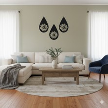 Ayaz Steel Art Metal Damla Çiçek Desenli Duvar Dekoru – 3'lü Set