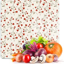 Decovetro Cam Kesme Tahtası ve Sunumluk Kare Love Serisi Minik Kalpler Desenli 30 x 30 cm