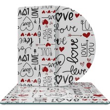 Decovetro Cam Sunum Servis Tabağı 3'lü Karma Set Love Serisi Yazı Desenli