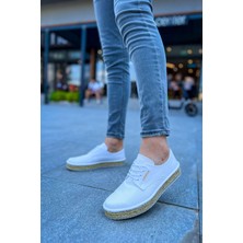 Zapatos CH117 Stamina Nuova Erkek Günlük Bağcıklı Hasır Taban Cilt Klasik Ayakkabı Cht - Beyaz