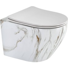 Lena - Mermer Desenli Asma Klozet Kapak Dahil Outlet - ET-501M1-
