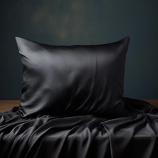 ICON SILK 'Sleep & Glow' %100 Saf Ipek Fermuarlı Yastık Kılıfı 1 Adet (Siyah)