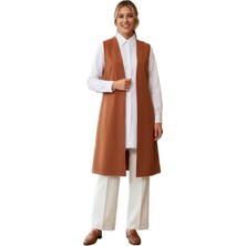 Respiro Rahat Kesim Kadın Yelek Taba Rengi Büyük Beden Yelek