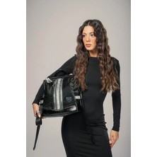 Armüz Pely Siyah Cilt Kol ve Sırt Çantası