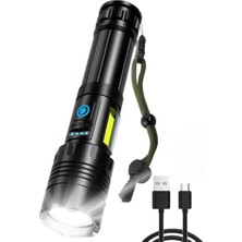 Sezy Şarjlı 7 Modlu Taktik El Feneri USB Powerbank Özellikli Acil Durum Güvenlik Feneri Güçlü