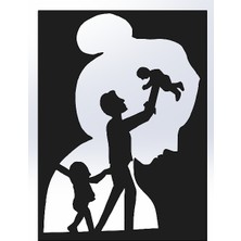 Ayaz Steel Art Aile Silueti Metal Duvar Dekoru – Baba ve Çocuk Tasarımı