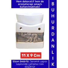 Wintoup Dekoratif Hediye Aromaterapi Meditasyon Tütsülük Şık Seramik Fil Tasarımlı Buhurdanlık 11 x 9 cm