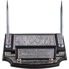 Fumeyabi Gümüş Çiçek Desenli Besmele Masa Üstü Kalemlik