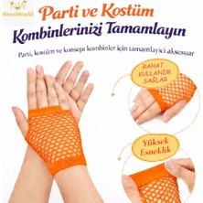 BT Teknik Teknik 80’ler 90’lar Retro Neon Turuncu File Parmaksız Kısa Eldiven 11 cm 96584512