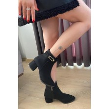 Difolia Kadın Siyah Zümrüt Ince Tokalı( 6 cm ) Topuklu Sivri Burun Bot