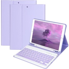 Turotto S7 Plus / S8 Plus / S9 Plus / S9 Fe Plus 12.4 Inç / S10 Plus 12.4 Inç Bluetooth Klavyeli Kalem Bölmeli Manyetik Standlı Tablet Kılıfı Lila