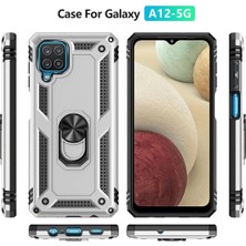 Sh Ticaret Newface Galaxy A22 Kılıf Sofya Yüzüklü Silikon Kapak - Gümüş