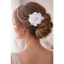 Incili Beyaz Çiçekli Tarak Toka Gelin / Lohusa Saç Aksesuarı ve  Kız Çocukları Için De Uygundur