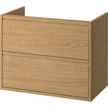 Lavabo Dolabı, Meşe Görünümlü, 80X48X63 Cm, 2 Çekmeceli