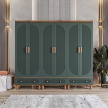 Velmo Barrel 6 Kapaklı Gardırop (Yeşil)