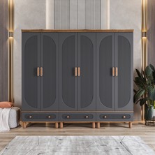 Velmo Barrel 6 Kapaklı Gardırop (Antrasit)