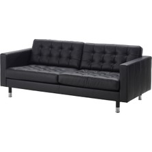 Hobiurun 3'lü deri kanepe, grann-bomstad siyah, metal