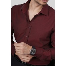Etikmen Kraliyet Bordo Slimfit Erkek Gömlek