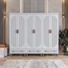 Velmo Barrel 6 Kapaklı Gardırop (Beyaz)