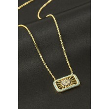 Bijuteri Net Çerçeve Nazar Zirkon Taşlı Kolye