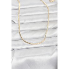 Mustran cm 14K Gold Renk Yassı Zincir Model 60 cm Kadın Kolye