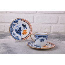 Konyax Hybrid1 Porselen 6 Kişilik 12 Parça Türk Kahve Takımı