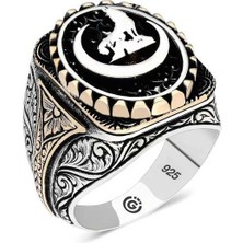 Fumeyabi Gümüş Hilal Bozkurt Oval Erkek Yüzük