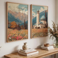 Pam Studio Islami Temalı Ikili Duvar Tablosu Manzara Tasarım Dekoratif Set