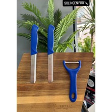 Solingen Soyacak ve 2'li Mikro Tirtıklı Doğrama Bıçağı (Mavi)