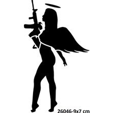 Airbrush Tattoo Silahlı Kadın Yapışkanlı Stencil Süsleme ve Boyama Kalıbı