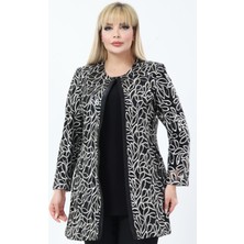 Ladies First Büyük Beden 4054 Siyah Ceket+Bluz Takım