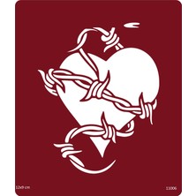 Airbrush Tattoo Dikenli Kalp Yapışkanlı Stencil Süsleme ve Boyama Kalıbı