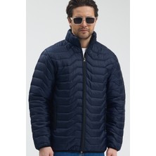 Tonny Black Erkek Lacivert Su ve Rüzgar Geçirmez Normal Kalıp Cepli Fermuarlı Erkek Mont