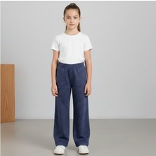 Cubbux Kız Çocuk&genç  Taşlı Pantolon Wide Leg Bol Paça Kumaş Beli Lastikli