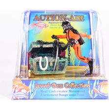 Hype Store Penn-Plax Hareketli Hazine Sandığı, Yüzen Dalgıç ve Kabarcık Hareketli Akvaryum Dekorasyonu 4 Inç Yü