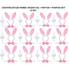 Kaia Life Pembe Tavşan Kostüm Seti – Taç, Papyon, Ponpon (12’li Paket)