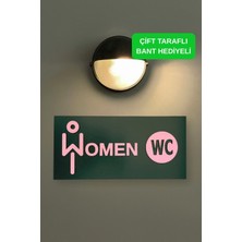 Kutaydan Dekoratif Ahşap 2d Kabartma Women Figürlü Wc Tabelası - Pembe