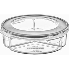 Hype Store Buffer® 3 Bölmeli Sızdırmaz Contalı Kilitli Kapaklı 1,35 Litre Yuvarlak Erzak Saklama Kabı LC-500