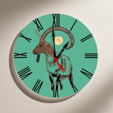 Zerya Pezkovî Temalı Roma Rakamlı Duvar Saati - Dağ Keçisi Temalı Roma Rakamlı Duvar Saati -