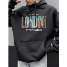 Londra Şehir Baskıları Sonbahar Erkekler Hoody Cep Kapüşonlu Üst Hip Hop Moda Giyim Kişilik R