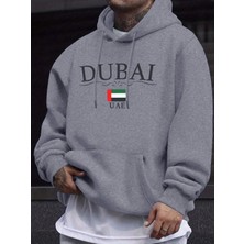 Dubai Bae Harf ve Bayrak Baskılı Unisex Kazaklar Kalınlaştırılmış Her Şeyle Uyumlu Kapüşonlu