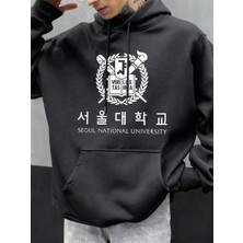 Seul Ulusal Üniversitesi Baskılı Hoody Erkekler Büyük Boy Polar Rahat Kapüşonlular Sonbahar H