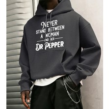 Never Stand Between A Woman Desenli Erkek Basic Kapüşonlu Üst Günlük 14 Renk Sweatshirt Polar