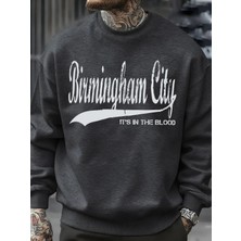 Birmingham City Mektup Baskılı Sonbahar Erkek Kazak Bisiklet Yaka Yumuşak Kazak Hip Hop Polar