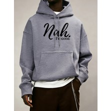 Hayır. I'm Good Pattern Erkekler Için Her Şeyle Uyumlu Kapüşonlu Üst Sonbahar Günlük Üst Giyi