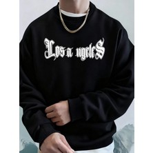 Los Angeles Letter Printing Erkek Kapüşonlular Sonbahar Bisiklet Yaka Kazak Temel Polar Sıcak