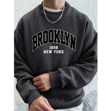 Brooklyn 1898 New York Prints Erkek Kapüşonlu Üst Sonbahar Bisiklet Yaka Tişörtü Temel Polar